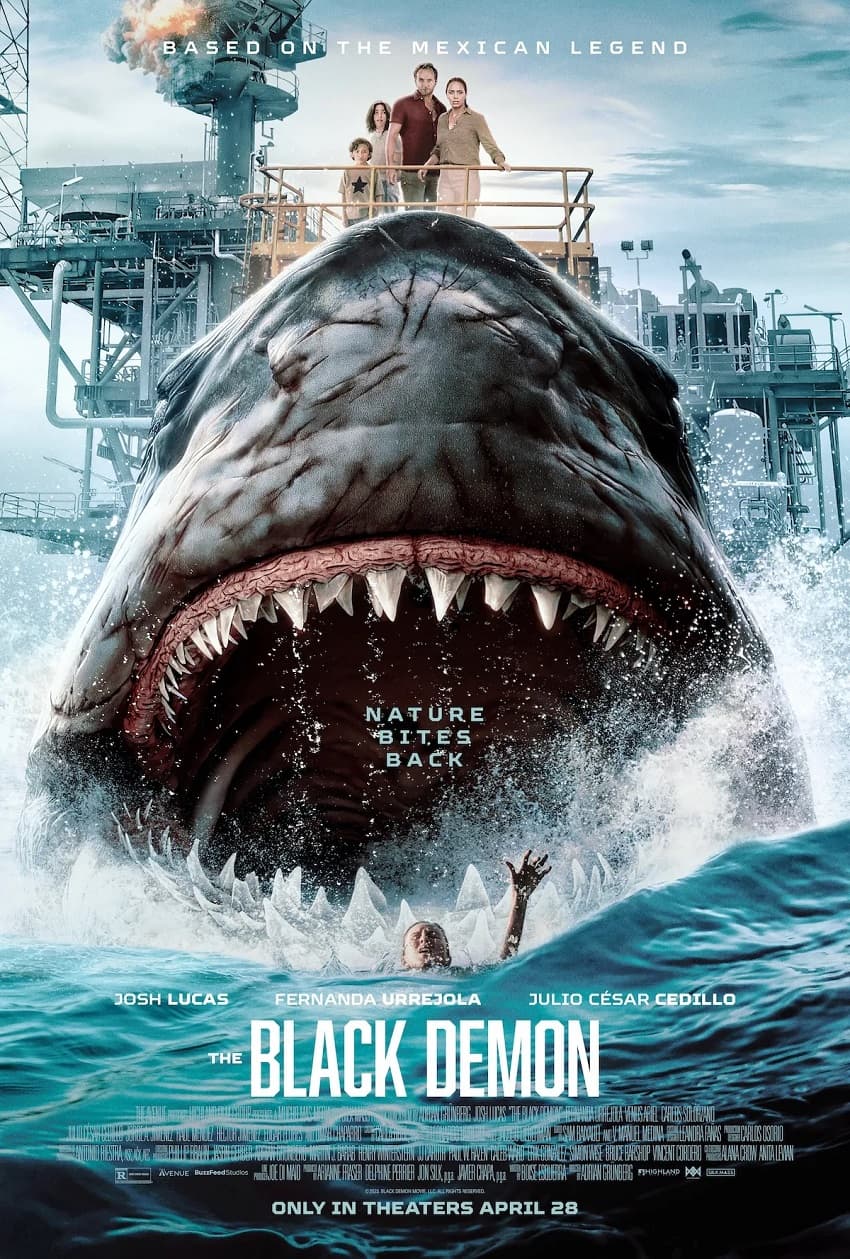 Постер фильма ужасов The Black Demon («Мегалодон») про гигантскую акулу