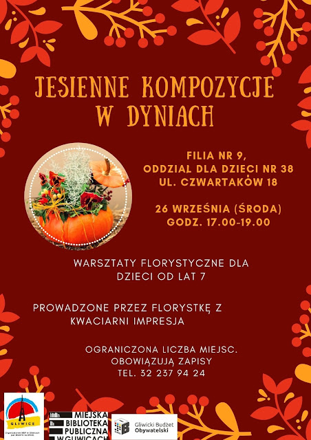 Plakat informujący o jesiennych warsztatach.