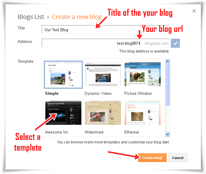3 steps to create blog screen shot
