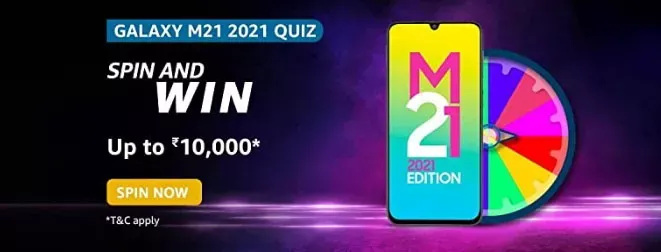 Amazon Samsung Galaxy M21 2021 Spin and Win