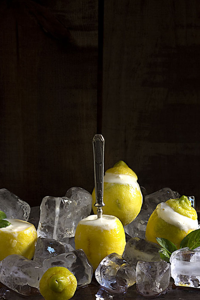 Limones helados al limoncello