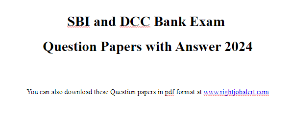 SBI and DCC Bank Exam Question Papers with Answer 2024