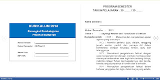 Program Semester (PROMES) Kurikulum 2013 Kelas 3 Semester 1 Dan 2 SD/MI Terbaru