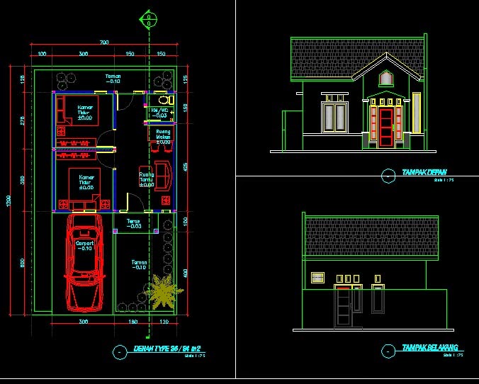  DOWNLOAD  GAMBAR AUTOCAD  Download  Gambar Autocad  Rumah  Type  36 