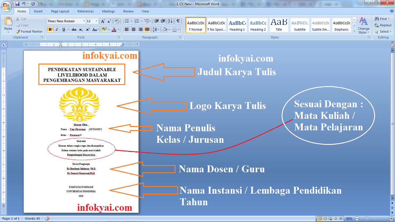  Cara Membuat Cover  Makalah di Microsoft Office WORD 