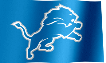 The waving fan flag of the Detroit Lions with the logo (Animated GIF)