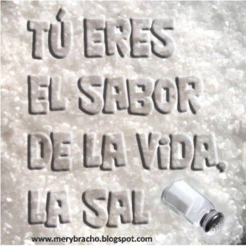 Ustedes son la sal de la tierra. Tú eres el sabor de la vida, la sal. Eres Sal del Señor. Sal para dar sabor a Jesús, a Cristo, sabor a vida abundante. Poemas motivadores cristianos. Mensajes bíblicos de aliento para amigos. 