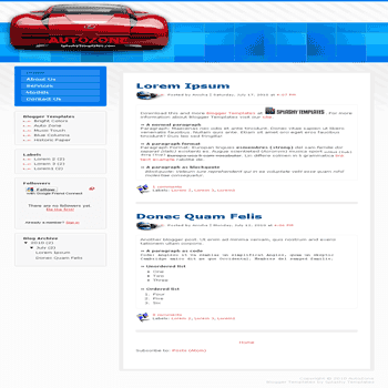 Auto Zone free blogger template for auto blogger template