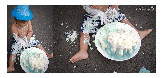 little kid smashing the cake