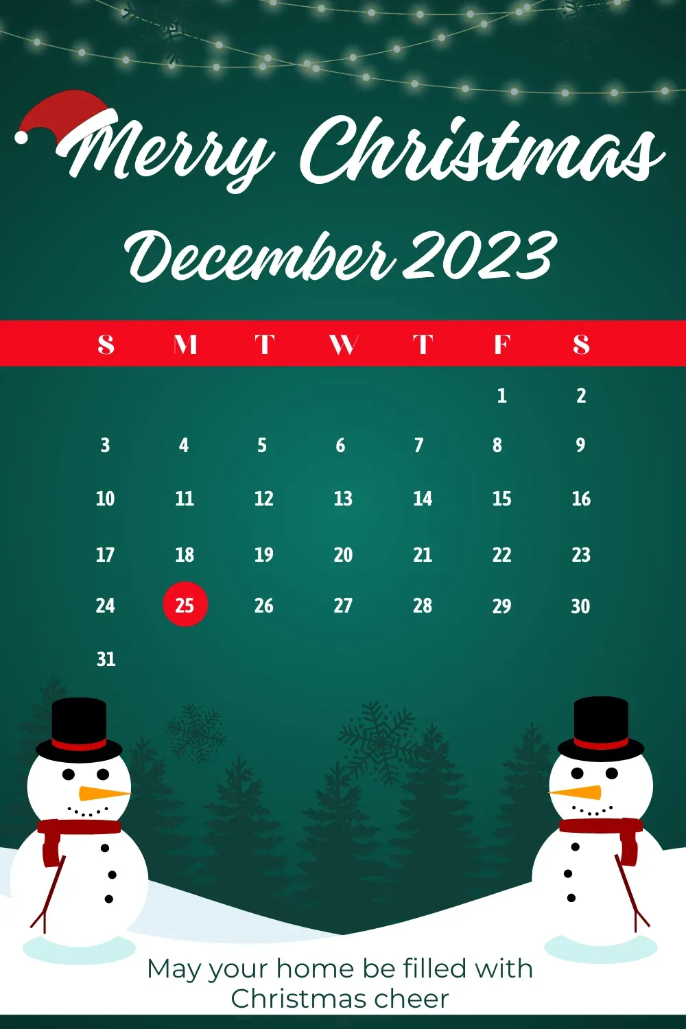 december 2023 christmas theme calendar download