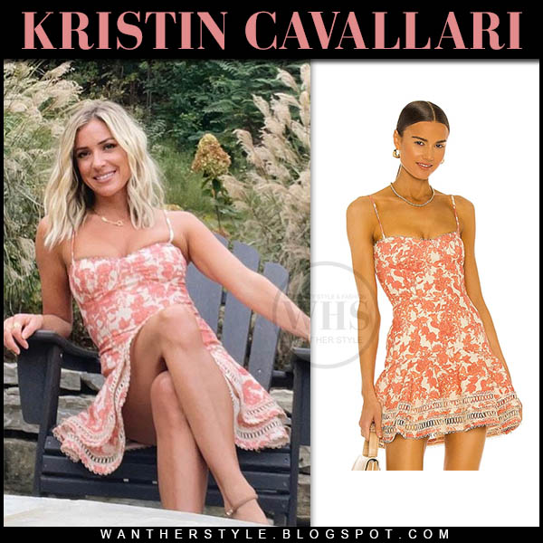 Kristin Cavallari in pink floral print mini dress