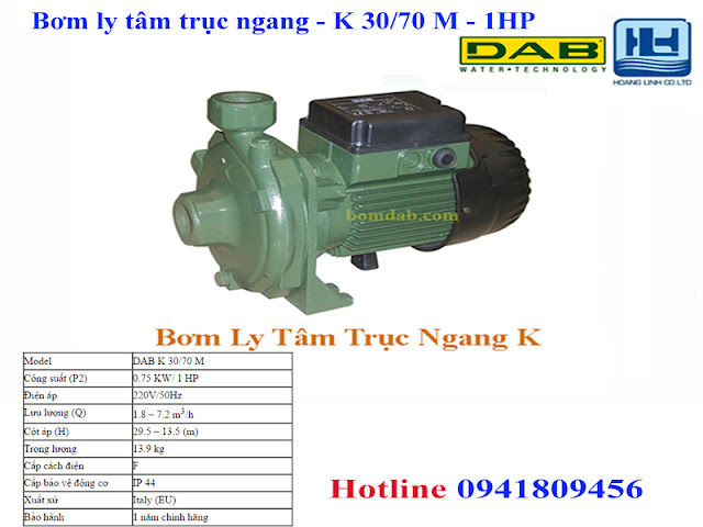 máy bơm ly tâm 1 tầng cánh K30/70m