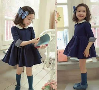 Model Baju Anak Perempuan Dress Biru Dongkar