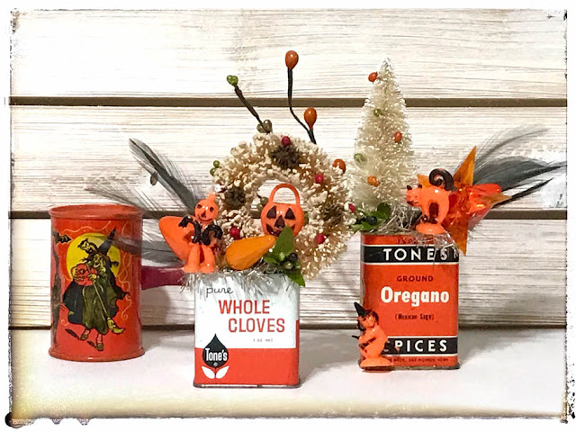 Vintage Halloween Spice Tin Decorations by Thistle Thicket Studio. www.thistlethicketstudio.com