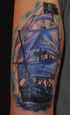 Color Ship Pirate Frag Tattoo