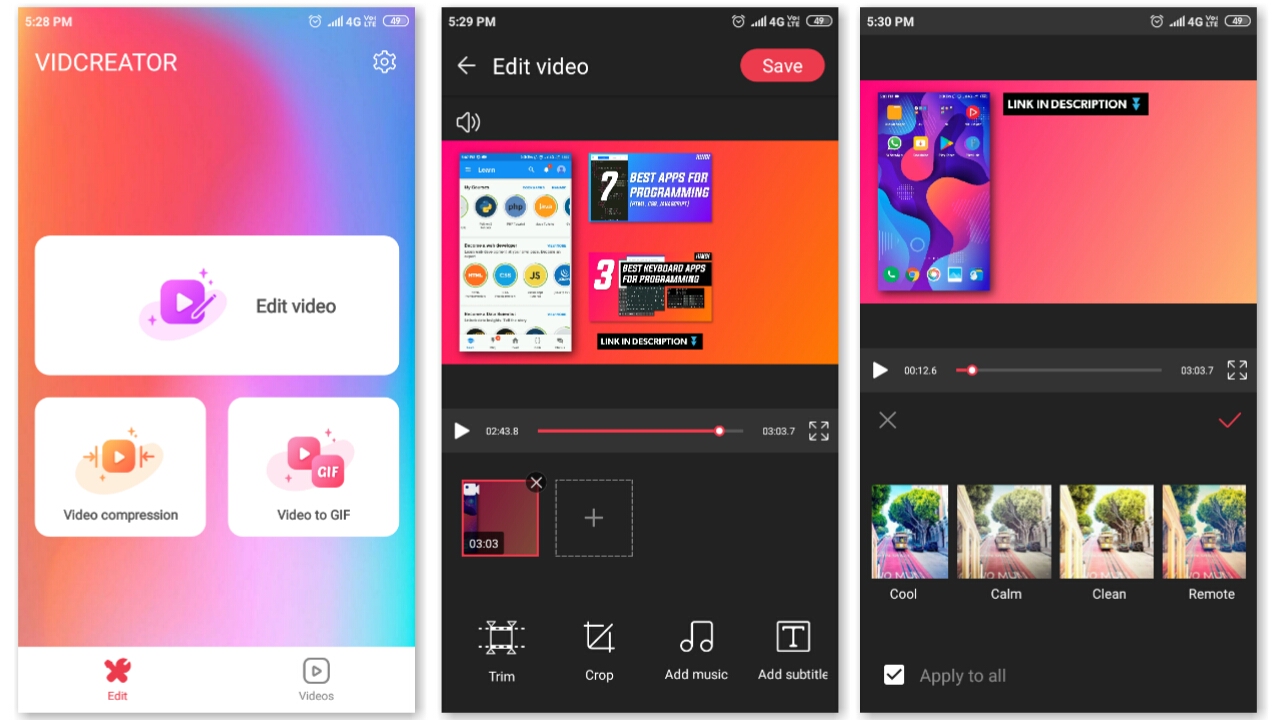 VidCreator video editor app