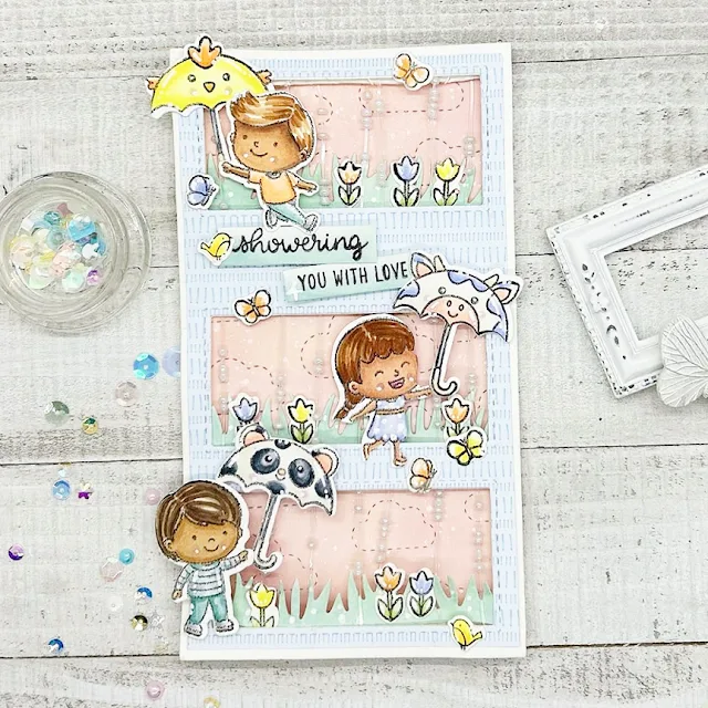 Sunny Studio Stamps: Spring Showers Customer Card by Janelle