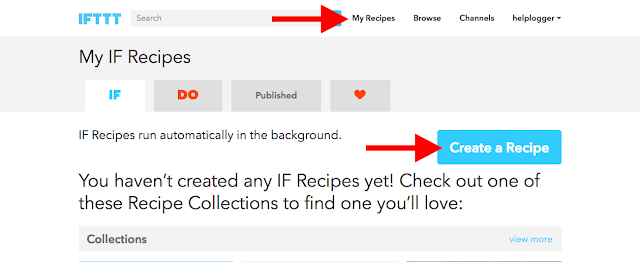 create IFTTT Blooger to Facebook recipe