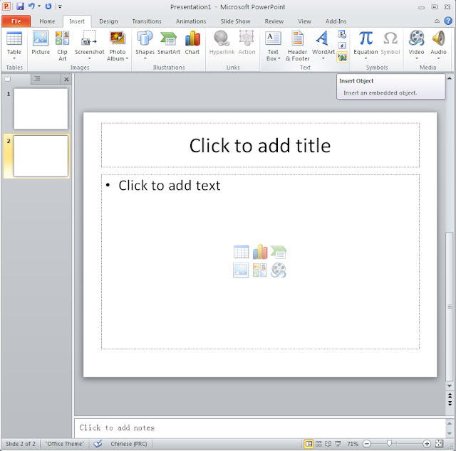 insert excel to powerpoint step 1