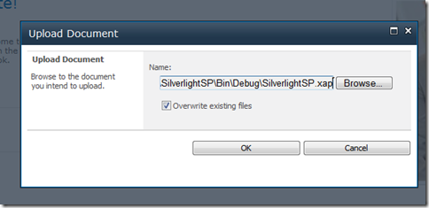 Uploading the xap file to SharePoint