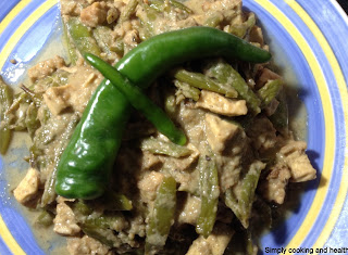 Spicy and mild  French beans with dry prawns and tempeh