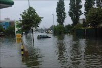 Ladas Drive flooded, via BBC