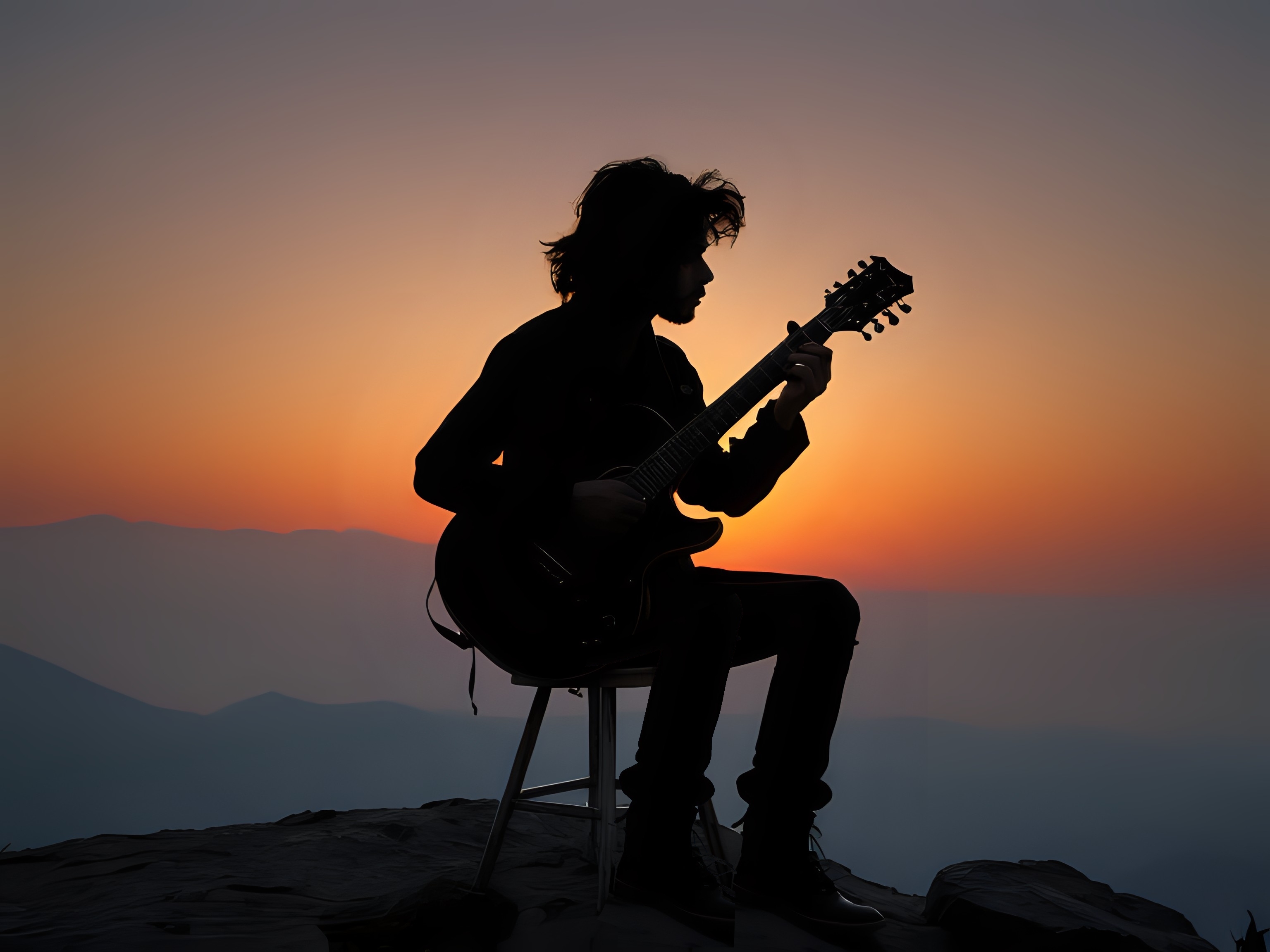 Guitarist silhouette stunning image