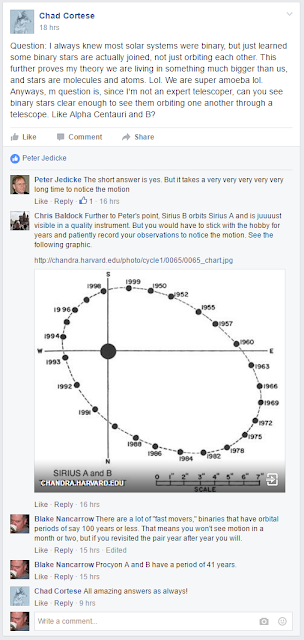 screen snapshot of Facebook chat, with orbital plot