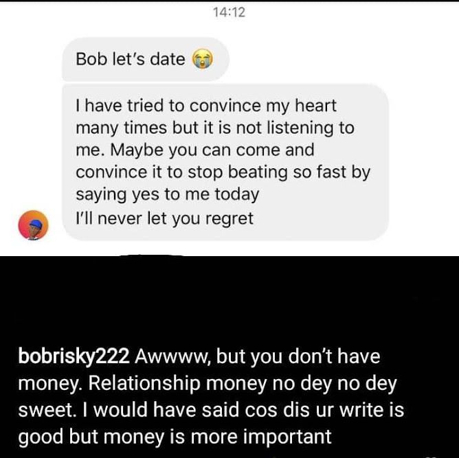 Relationship without money is not sweet- Bobrisky rejects vendor who asked her on a date