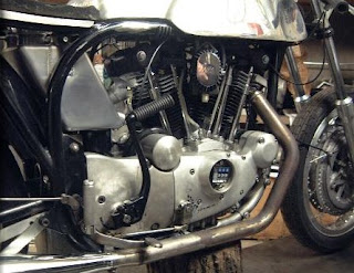 sportster ironhead cafe racer with norton featherbed frame