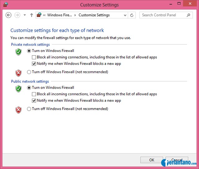 Cara Mengaktifkan dan Menonaktifkan Firewall di Windows 8 - Feriantano.com