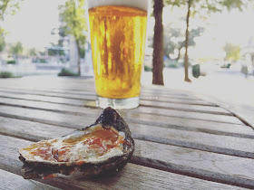 Buffalo Chargrilled Oyster and Chafunkta's Kingfish Cream Ale at Jolie Pearl Oyster Bar in Baton Rouge