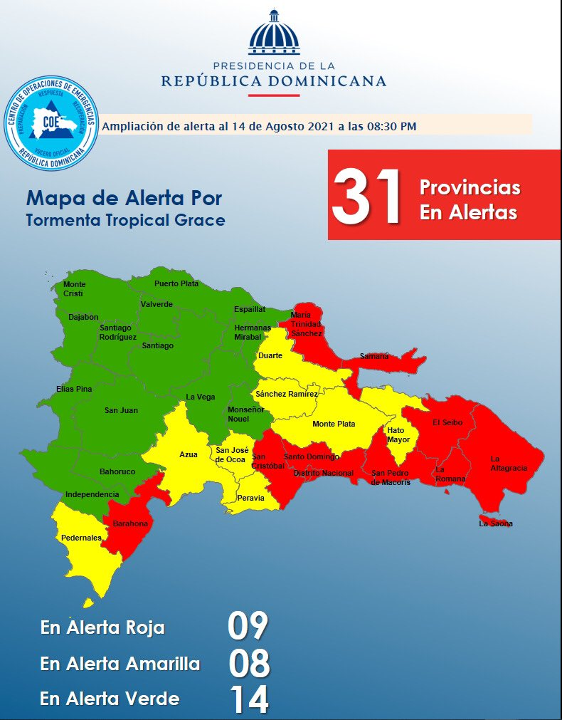 COE emite alerta roja para 9 provincias ante avance de ...
