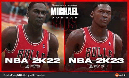 Comparison of 80s Michael Jordan in NBA 2K22 VS NBA 2K23