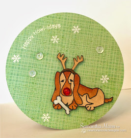 Basset Hound Christmas card by Samantha Mann for Newton's Nook Designs