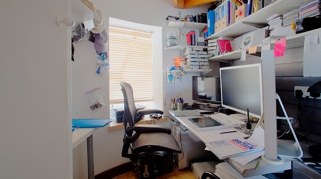 decluttering office desk