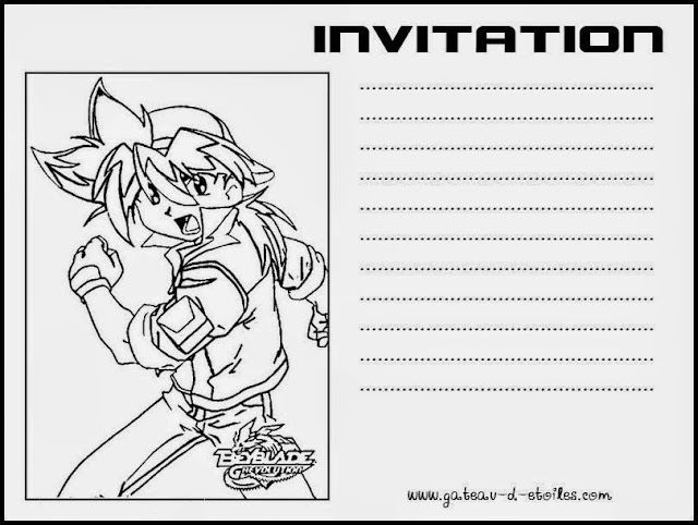 Para hacer Invitaciones o Tarjetas de Beyblade para Imprimir Gratis.