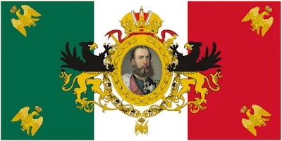 evolución de la bandera mexicana, bandera de mexico, bandera del primer imperio mexicano, bandera mexicana del primer imperio , bandera de mexico con cuatro aguilas, bandera mexicana con aguilas en las esquinas