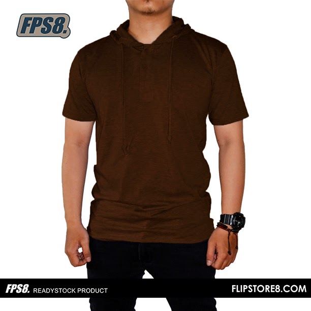 FPS8 Kaos Polos Hoodie Lengan Pendek