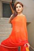 Sony Charista Glamorous in Saffron saree-thumbnail-9