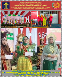 Anggota Dharma Wanita Lapas Kelas IIA Parepare Sabet Juara Harapan 2 Lomba Fashion Show Pakaian Adat Nusantara Di Peringatan HUT DWP  Ke - 24 Dan Hari Ibu ke 95 