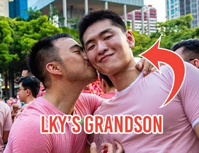 Lee Kuan Yew’s grandson Li Huanwu and his boyfriend at Pink Dot,