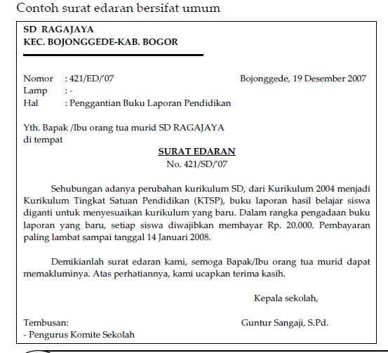 Soal bahasa Indonesia : Berikan contoh surat edaran dan 