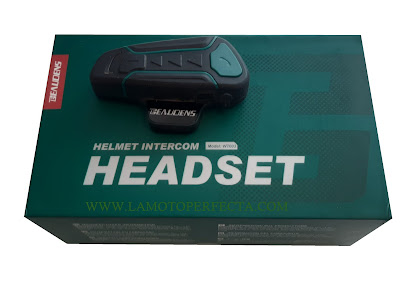 Intercoms moto casco Beaudens Headset Helmet Intercom WT003 el aparato encima de su caja color verde paquete unboxing