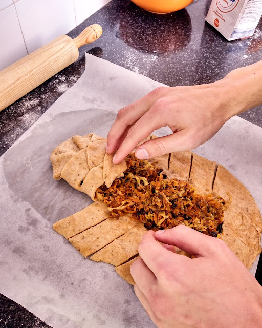 cozinha deliciosa em casa, trança de legumes, trabalhar a massa, cozinha saudável, veganismo