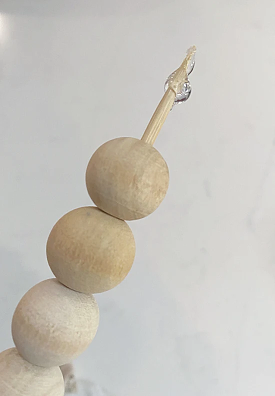 wooden beads on skewer