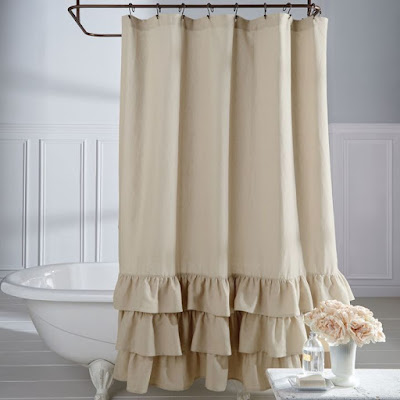 Ruffle Shower Curtain for Farmhouse Bathroom