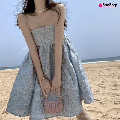 Váy maxi đi biển hoa lá VMXHL550
