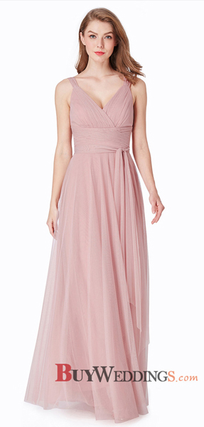 Long Chiffon Bridesmaid Dresses with Straps