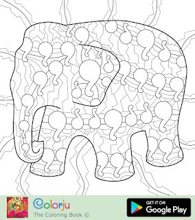 Free Indian bohemian elephant design coloring page